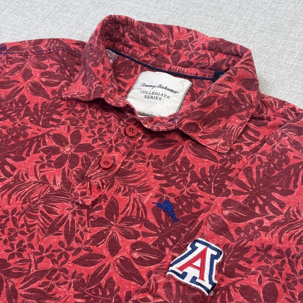 Tommy Bahama Arizona Wildcats Polo Shirt Men Medium Red Floral Collegiate Series
